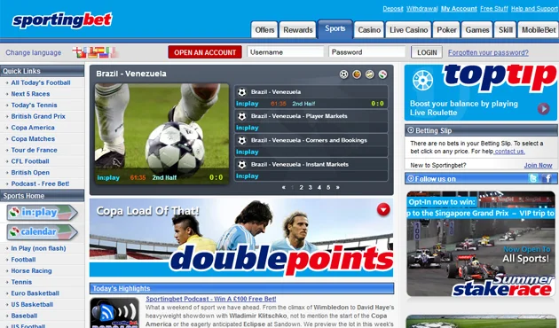 Sportingbet Képernyőkép 2